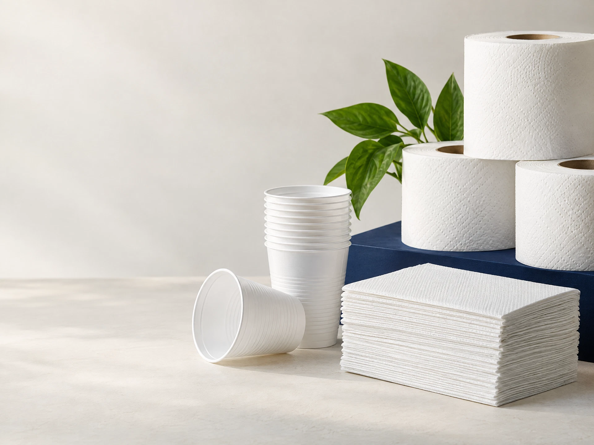Copos descartáveis e produtos de papel para uso cotidiano